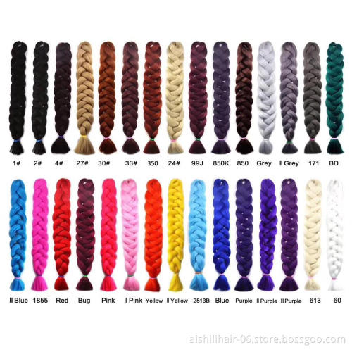 Low temperature synthetic fiber 165g 82 Inches Crochet Pre Stretched Braid Hair Extension Synthetic braid Hair  Wholesale
